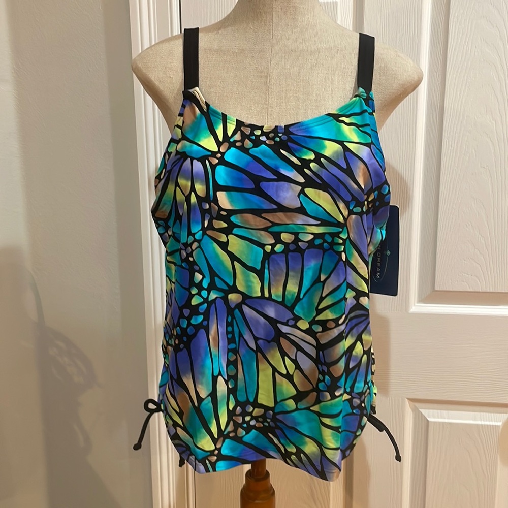 Ocean dreams signature butterfly tankini size 18W green purple turquoise nwts